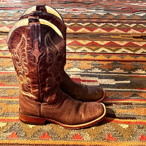 FERRINI Cowboy Boot Brown Leather Square Toe  Boot Men’s Size 8.5 D Women’s 10.5 main image 6